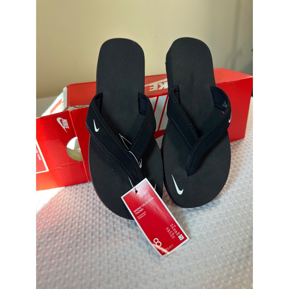 Nike Flip Flops Womens 8 Celso Girl Thong Black NIB NWT 314870-011